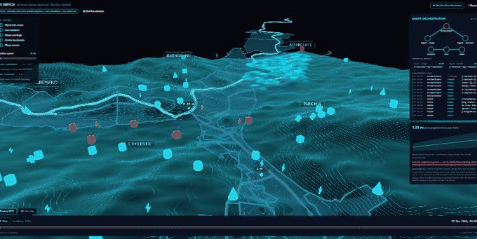 The Don valley flooding over 7 to 8 November 2019: water rises along the river corridor and the at-risk markers turn from cyan to red.
